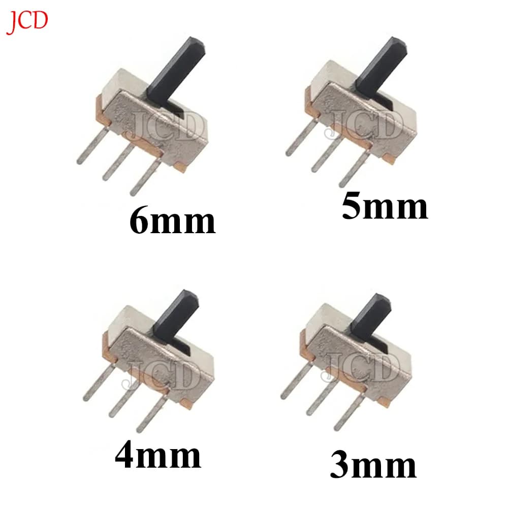 20Pcs SS12D00 Interruptor On-Off Mini Slide Switch 3pin 1P2T 2 Position High Quality Toggle Switch Handle Length:3MM/4MM/5MM/6MM