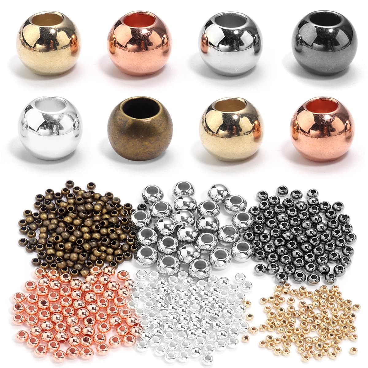 20-100Pcs/Lot 4-14mm High Quality CCB Round Beads Big Hole Bead Spacer Loose Bead For DIY Crafts Ornamen Making Clothing Accesso