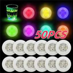 50/10/1pcs Luminous Coaster LED Bar Drinks Cup Pad Wine Liquor Bottles Coaster Atmosphere Light Cup Sticker Light-emitting Prop