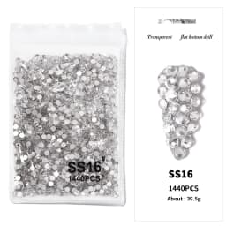 1440Pcs Clear/AB SS3-SS16 Nail Rhinestones Sparkly Glass Diamonds Round Flat-back Mini Rhinestone Nail Gems Manicure Accessories