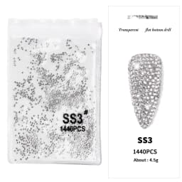 1440Pcs Clear/AB SS3-SS16 Nail Rhinestones Sparkly Glass Diamonds Round Flat-back Mini Rhinestone Nail Gems Manicure Accessories