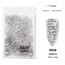 1440Pcs Clear/AB SS3-SS16 Nail Rhinestones Sparkly Glass Diamonds Round Flat-back Mini Rhinestone Nail Gems Manicure Accessories