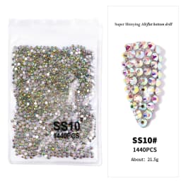 1440Pcs Clear/AB SS3-SS16 Nail Rhinestones Sparkly Glass Diamonds Round Flat-back Mini Rhinestone Nail Gems Manicure Accessories