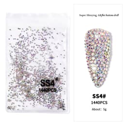 1440Pcs Clear/AB SS3-SS16 Nail Rhinestones Sparkly Glass Diamonds Round Flat-back Mini Rhinestone Nail Gems Manicure Accessories