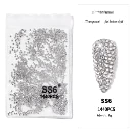 1440Pcs Clear/AB SS3-SS16 Nail Rhinestones Sparkly Glass Diamonds Round Flat-back Mini Rhinestone Nail Gems Manicure Accessories