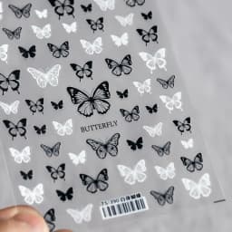 Pink Purple Aurora Shell Butterfly Nail Stickers Shiny Laser 3D Butterflies Nail Decals 8*10cm Adhesive Aurora Shell Butterfly N