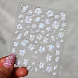 Pink Purple Aurora Shell Butterfly Nail Stickers Shiny Laser 3D Butterflies Nail Decals 8*10cm Adhesive Aurora Shell Butterfly N