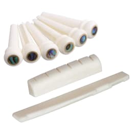Ivory Acoustic Guitar Bridge Pin Set with Tailpiece Tremolo String Bone Saddle Nut for Guitarists