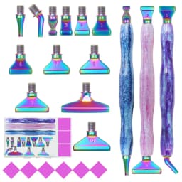 1Set 5D Resin Diamond Painting Pen With Metal Replacement Pen Heads Multi Placers Point Drill Pens for DIY Diamond Nail Art Tool