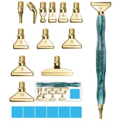 1Set 5D Resin Diamond Painting Pen With Metal Replacement Pen Heads Multi Placers Point Drill Pens for DIY Diamond Nail Art Tool