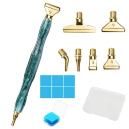 1Set 5D Resin Diamond Painting Pen With Metal Replacement Pen Heads Multi Placers Point Drill Pens for DIY Diamond Nail Art Tool