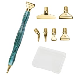 1Set 5D Resin Diamond Painting Pen With Metal Replacement Pen Heads Multi Placers Point Drill Pens for DIY Diamond Nail Art Tool