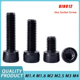 20-100pcs DIN912 Black Hex Socket Head Caps Bolt Screw M1.4 M1.6 M2 M2.5 M3 Grade12.9 Carbon Steel Allen Hexagonal Head Screws