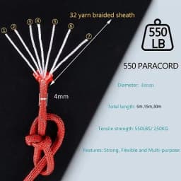 Reflective Paracord 550 Military 7 Strand Rope Tactical Parachute Cord Camping Tent Rope Warning Line Lanyard DIY Bracelet