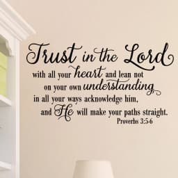Scripture“Trust in the Lord With All Your Heart”Art Wall Stickers for Kids Room Bedroom Nursery Home Decoration Wall Decal