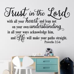 Scripture“Trust in the Lord With All Your Heart”Art Wall Stickers for Kids Room Bedroom Nursery Home Decoration Wall Decal