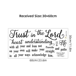 Scripture“Trust in the Lord With All Your Heart”Art Wall Stickers for Kids Room Bedroom Nursery Home Decoration Wall Decal