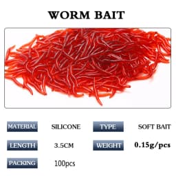 20PCS-100pcs Soft Lure Bass Bream Bloodworm Fishing Earthworm Worm Rubber Red Worms Baits Fishy Smell Realistic Tackle