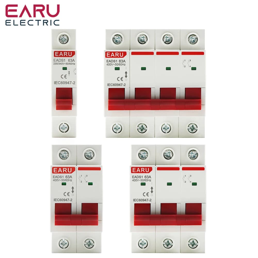 EARU 1P 2P 3P 4P 40A 63A 100A 125A AC 230V 400V Isolator Disconnector Disconnecting Switch Main Knife Switch Breaker Din Rail