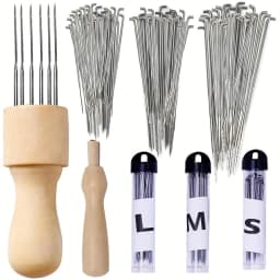 Wool Felting Needles Kit Wood Handle Felting Needles Pack Wool Felt DIY Craft Tool For Handmade Doll Making Tools Set