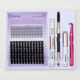 ISEEN DIY Lash Extension Mix Styles Lash Clusters Individual with Bond&Seal Remover Tweezers Lash Brush for Self Application