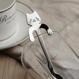 Creative Stainless Steel Cat Coffee Spoons Hanging Ear Teaspoon Short Handle Dessert Ice Cream Spoon Tableware Kitchen Gadgets