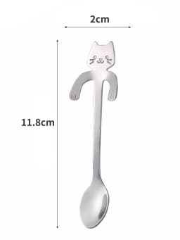Creative Stainless Steel Cat Coffee Spoons Hanging Ear Teaspoon Short Handle Dessert Ice Cream Spoon Tableware Kitchen Gadgets