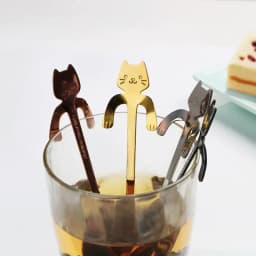 Creative Stainless Steel Cat Coffee Spoons Hanging Ear Teaspoon Short Handle Dessert Ice Cream Spoon Tableware Kitchen Gadgets
