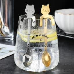 Creative Stainless Steel Cat Coffee Spoons Hanging Ear Teaspoon Short Handle Dessert Ice Cream Spoon Tableware Kitchen Gadgets