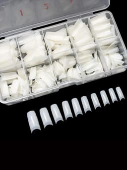 Manicure 500 Pcs French Nail Pieces Boxed Clear Scrub Fake Nail Patch Removable Full Stick Natural Fake Nail Patch