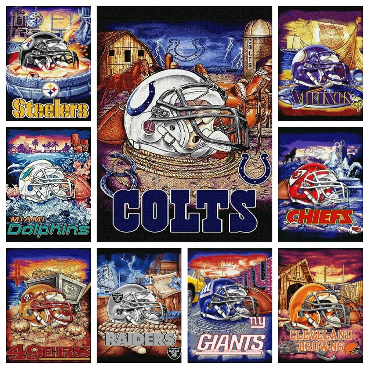 5D Diy Diamond Painting Cross Stitch Embroidery Mosaic American Football Poster Full Round Drill Home Decor Wall Art Gift