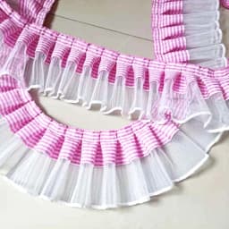 7CM Wide Plaid Pleated Cloth Tulle Lace Ruffle Ribbon Edge Trim For Collar Applique Sewing Guipure Supplies Sofa Curtain Diy