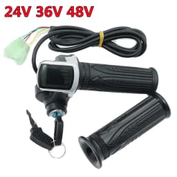 24V 36V 48V 1Pair Electric Scooter Bike Throttle Speed Adjustment Handle with Key Lock Display Divides LCD Grip