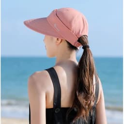 Women Summer Sun Hat Casual Foldable Wide Brim Detachable Empty Top Ponytail Cap Adjustable UV Protection Sun Hat Cycling Caps