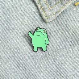 Cute Funny Vertical Middle Finger Frog Alloy Brooch Creative Cartoon Animal Badge Personality All-match Clothing Accessories