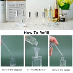 12pcs+4 Accessories 15ml Portable Refill Perfume Scent Atomizer Empty Spray Bottles with 12 Spray Bottles, 2 Funnels, 2 Droppers