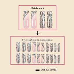 Luxury Fashion Ladies Super Long Square French Silver Vine Patchwork Diamond Heart Decoration Full Coverage Wearable Fake Nail