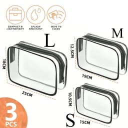 Clear Toiletry Bag,Portable Travel Makeup Bags With Zipper Clear Organizer Bags PVC Cosmetic Pouch For Airport Airline Compliant