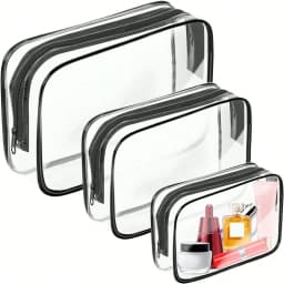 Clear Toiletry Bag,Portable Travel Makeup Bags With Zipper Clear Organizer Bags PVC Cosmetic Pouch For Airport Airline Compliant