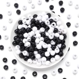 6/8/10/12/14/16mm Acrylic Beads Black White Solid Color Large Hole Loose Round Beads for DIY Bracelet Necklace Jewelry Making