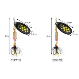 1/2pcs Metal Hard Bait Rotating Spinner Fishing Lure Spoon Sequins Wobblers Bass Pesca With Feather Hooks 3.5g/4.5g/7g/9g/12g