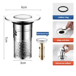 Stainless Steel Floor Drain Filter Washbasin Plug Anti Odor Pop-Up Bounce Core Basin Stopper Hair Catcher Shower Sink Strainer