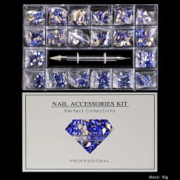 Mixed white Blue green Glass Crystal Diamond Flat Rhinestone Nail Art Decoration 21 Grid Box Nails Accessories Set With 1 Pick U