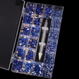 Mixed white Blue green Glass Crystal Diamond Flat Rhinestone Nail Art Decoration 21 Grid Box Nails Accessories Set With 1 Pick U