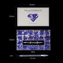 Mixed white Blue green Glass Crystal Diamond Flat Rhinestone Nail Art Decoration 21 Grid Box Nails Accessories Set With 1 Pick U