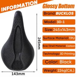 3D Printed Saddle BUCKLOS MTB Bike Seat Cushion Full Carbon Fiber Ultralight Hollow Comfortable Road Mountain Bike Saddle Parts