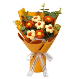 Crochet Flower Bouquet Mother Day Gift Versatile Floral Arrangements Hand Woven Bouquet for Desktop Party Wedding Home Gift
