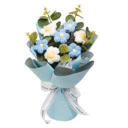 Crochet Flower Bouquet Mother Day Gift Versatile Floral Arrangements Hand Woven Bouquet for Desktop Party Wedding Home Gift