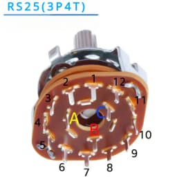5Pcs RS25 Band Switch 2P4T 2P5T 2P6T 3P3T 3P4T Mount Rotary Switch Selector Band Pole Position Knob
