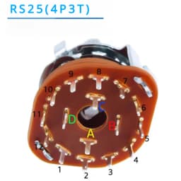 5Pcs RS25 Band Switch 2P4T 2P5T 2P6T 3P3T 3P4T Mount Rotary Switch Selector Band Pole Position Knob
